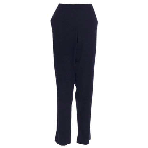 Pre-owned Moncler Wool Straight Pants In Navy
