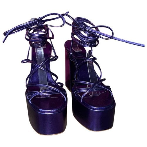 Pre-owned Paris Texas Leather Mid Heel In Purple