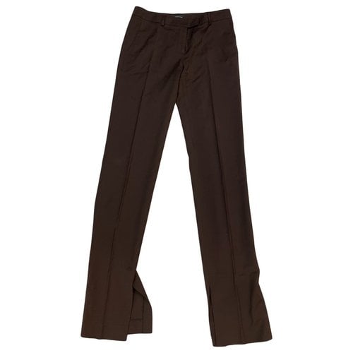 Pre-owned Borbonese Wool Straight Pants In Brown