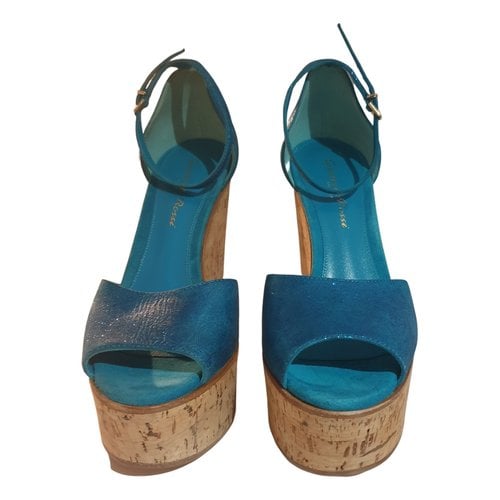 Pre-owned Gianvito Rossi Leather Sandal In Turquoise