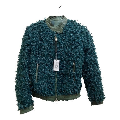 Pre-owned 0711 Tbilisi Faux Fur Jacket In Green