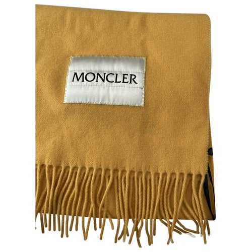 Pre-owned Moncler Wool Scarf & Pocket Square In Yellow