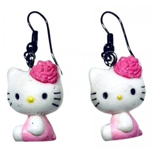 Pre-owned Hello Kitty Earrings In White