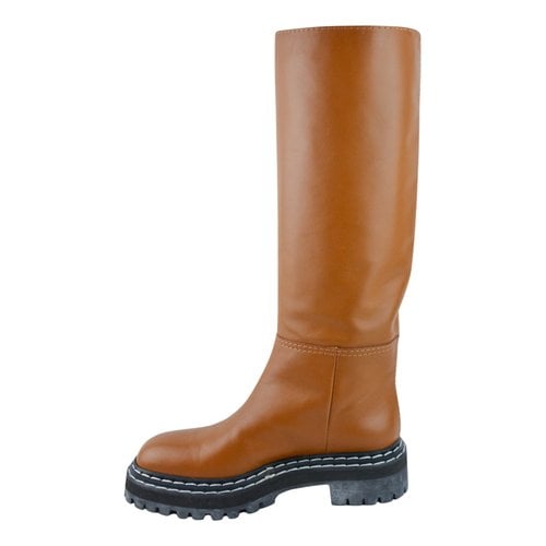 Pre-owned Proenza Schouler Leather Wellington Boots In Brown