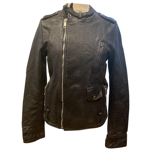 Pre-owned Golden Goose Leather Biker Jacket In Black