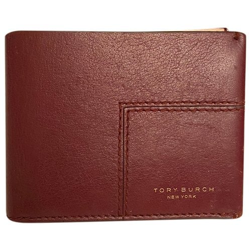 Pre-owned Tory Burch Leather Card Wallet In Red
