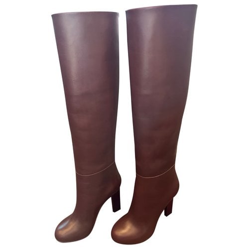 Pre-owned Victoria Beckham Leather Wellington Boots In Brown