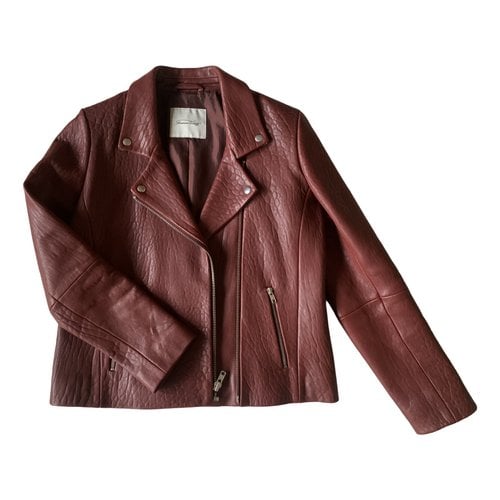Pre-owned American Vintage Leather Jacket In Burgundy