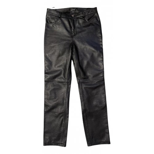 Pre-owned Deadwood Leather Straight Pants In Black