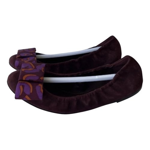 Pre-owned Louis Vuitton Ballet Flats In Burgundy