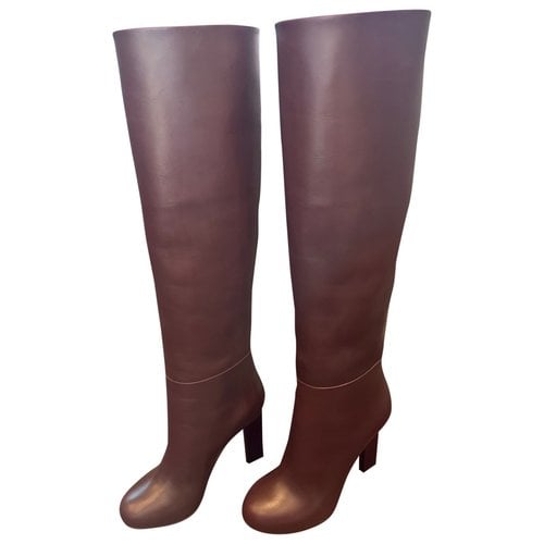 Pre-owned Victoria Beckham Leather Wellington Boots In Brown