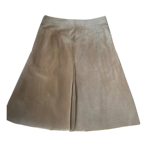 Pre-owned Chloé Pony-style Calfskin Mid-length Skirt In Beige