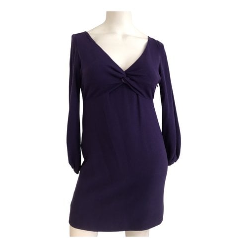 Pre-owned Valentino Wool Mini Dress In Purple