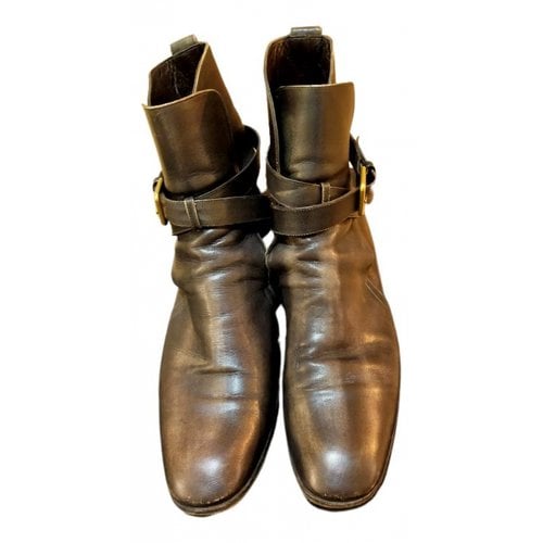 Pre-owned Saint Laurent Leather Boots In Brown