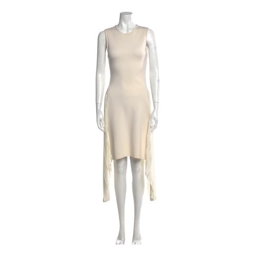 Pre-owned Dior Wool Mid-length Dress In Ecru