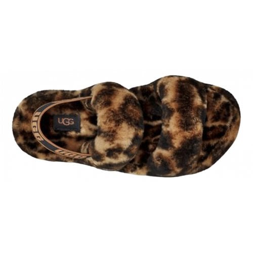 Pre-owned Ugg Faux Fur Sandal In Brown