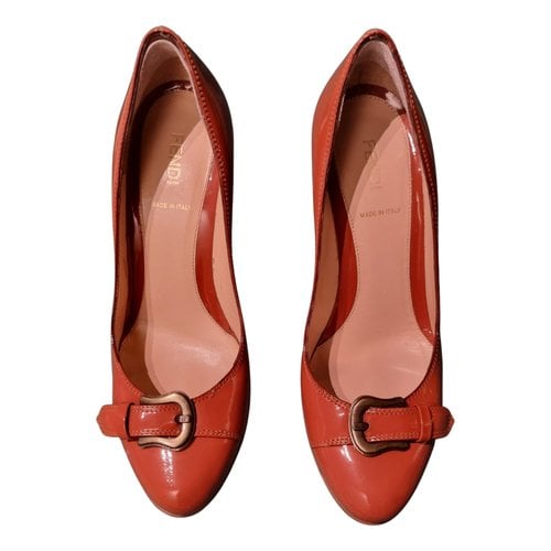 Pre-owned Fendi Patent Leather Heels In Orange