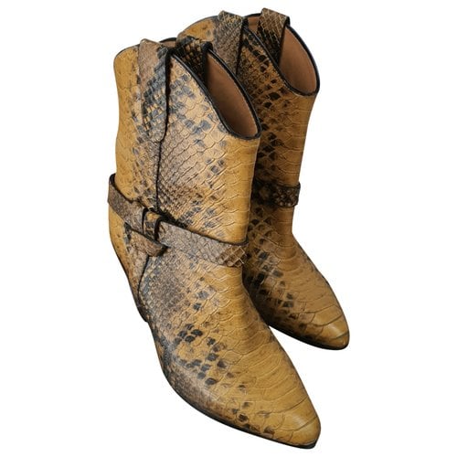 Pre-owned Isabel Marant Duerto Leather Cowboy Boots In Yellow