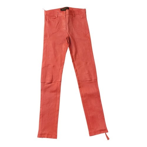 Pre-owned Louis Vuitton Leather Straight Pants In Orange