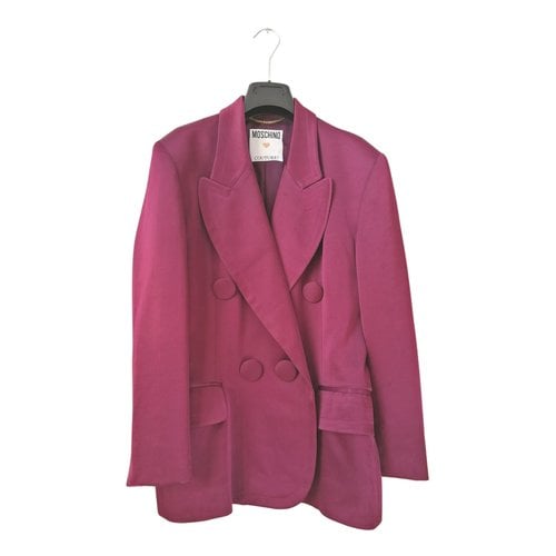 Pre-owned Moschino Wool Suit Jacket In Burgundy
