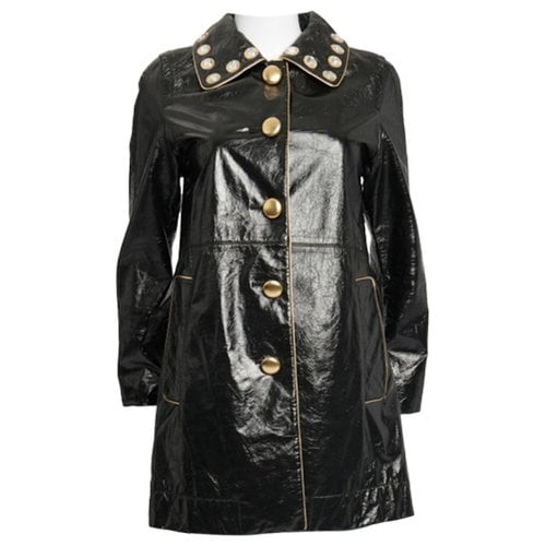 Pre-owned Marc Jacobs Leather Coat In Black