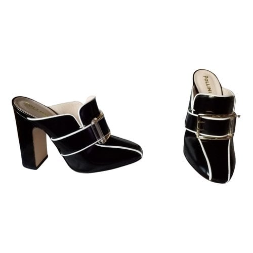 Pre-owned Pollini Leather Mules In Black