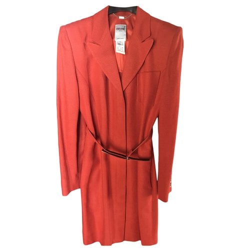 Pre-owned Celine Silk Trench Coat In Red