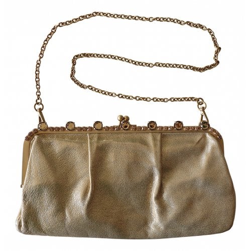 Pre-owned Miu Miu Leather Handbag In Gold