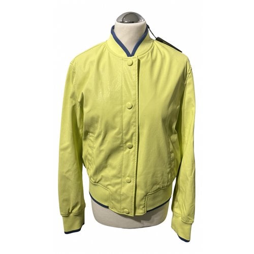 Pre-owned Armani Exchange Vegan Leather Jacket In Yellow