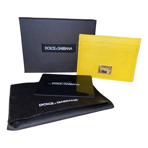 Pre-owned Dolce & Gabbana Leather Card Wallet In Yellow