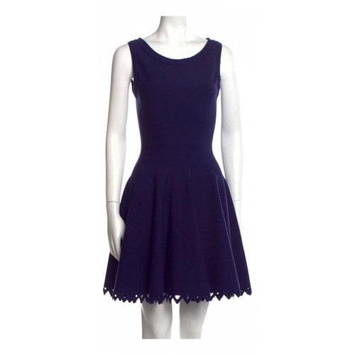 Pre-owned Alaïa Wool Mini Dress In Purple