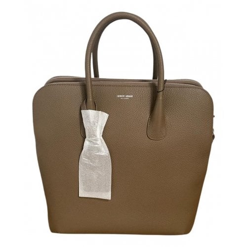 Pre-owned Giorgio Armani Leather Weekend Bag In Camel