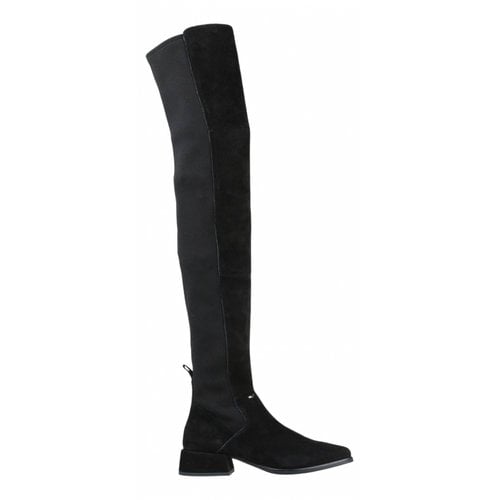 Pre-owned Alberto Guardiani Leather Riding Boots In Black