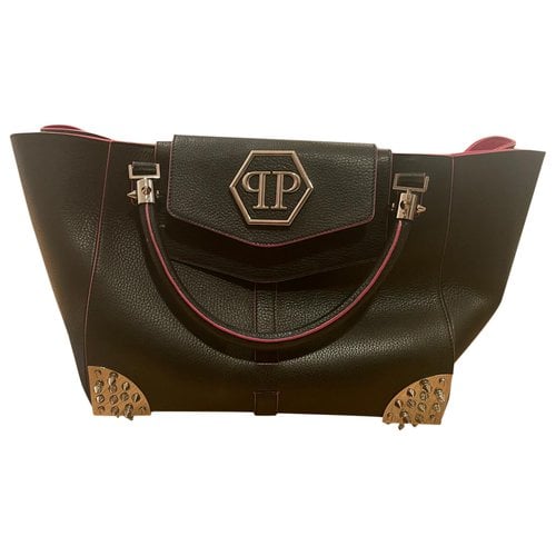 Pre-owned Philipp Plein Pony-style Calfskin Handbag In Black