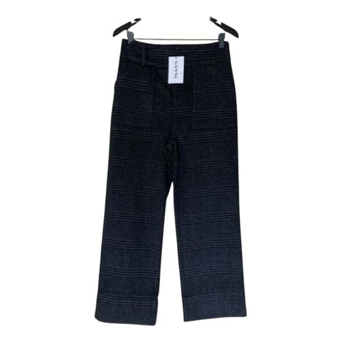 Pre-owned Ganni Wool Trousers In Anthracite