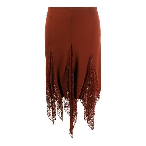 Pre-owned Romeo Gigli Silk Mini Skirt In Brown
