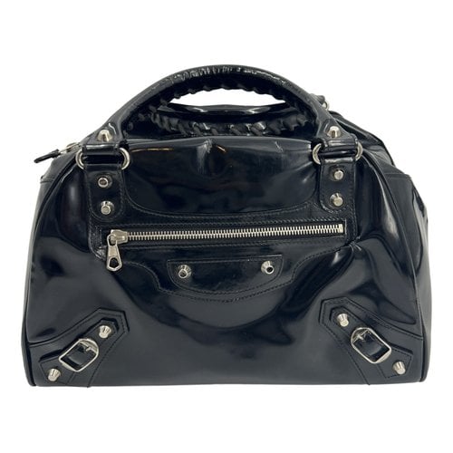 Pre-owned Balenciaga Work Patent Leather Handbag In Black