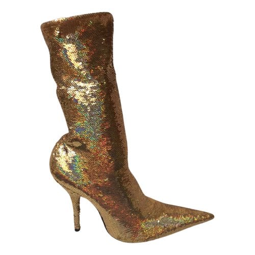 Pre-owned Balenciaga Glitter Boots In Gold