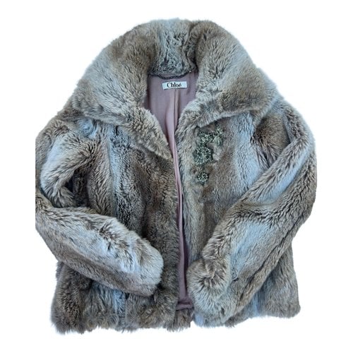 Pre-owned Chloé Faux Fur Coat In Beige