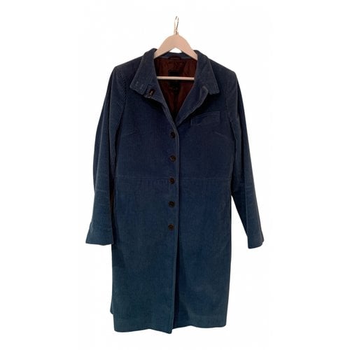 Pre-owned Fay Velvet Coat In Blue