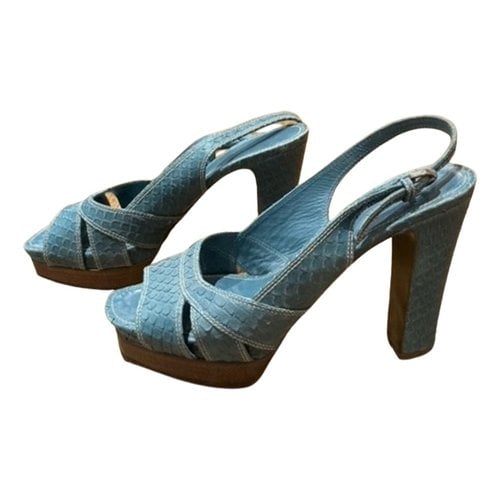 Pre-owned Sergio Rossi Leather Sandal In Blue