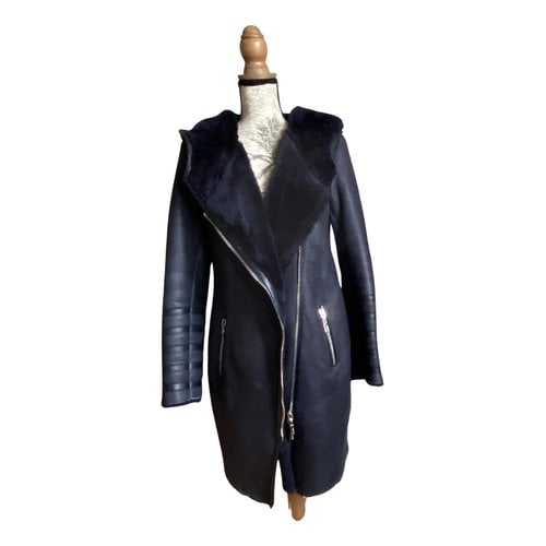 Pre-owned Max & Moi Leather Coat In Navy