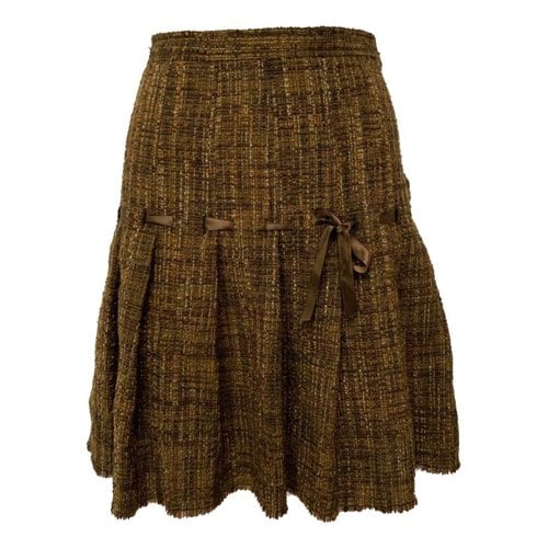 Pre-owned Moschino Tweed Skirt Suit In Brown