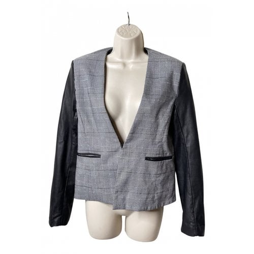 Pre-owned Veda Leather Blazer In Grey