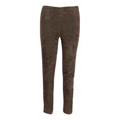 Pre-owned The Row Leather Leggings In Khaki
