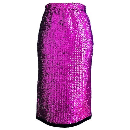Pre-owned Saint Laurent Glitter Mid-length Skirt In Pink