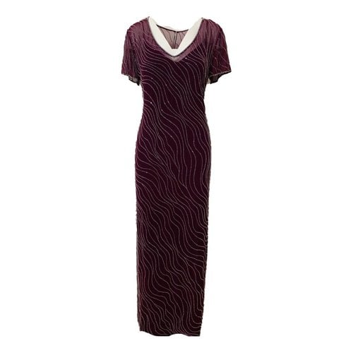 Pre-owned Kay Unger Silk Maxi Dress In Purple