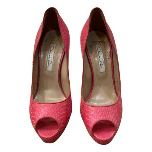 Pre-owned Oscar De La Renta Leather Heels In Pink