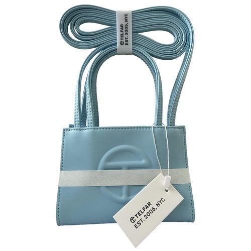 Pre-owned Telfar Small Shopping Bag Vegan Leather Crossbody Bag In Blue