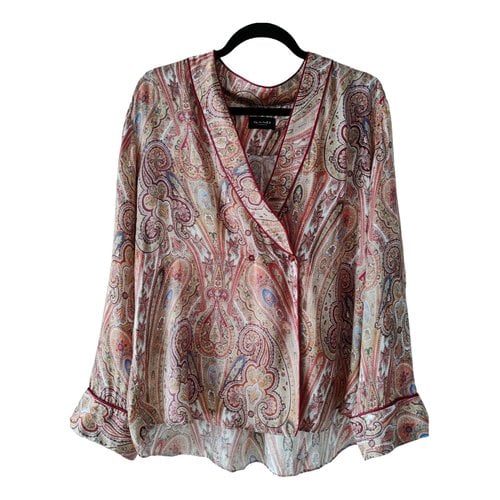 Pre-owned Sand Silk Blouse In Multicolour
